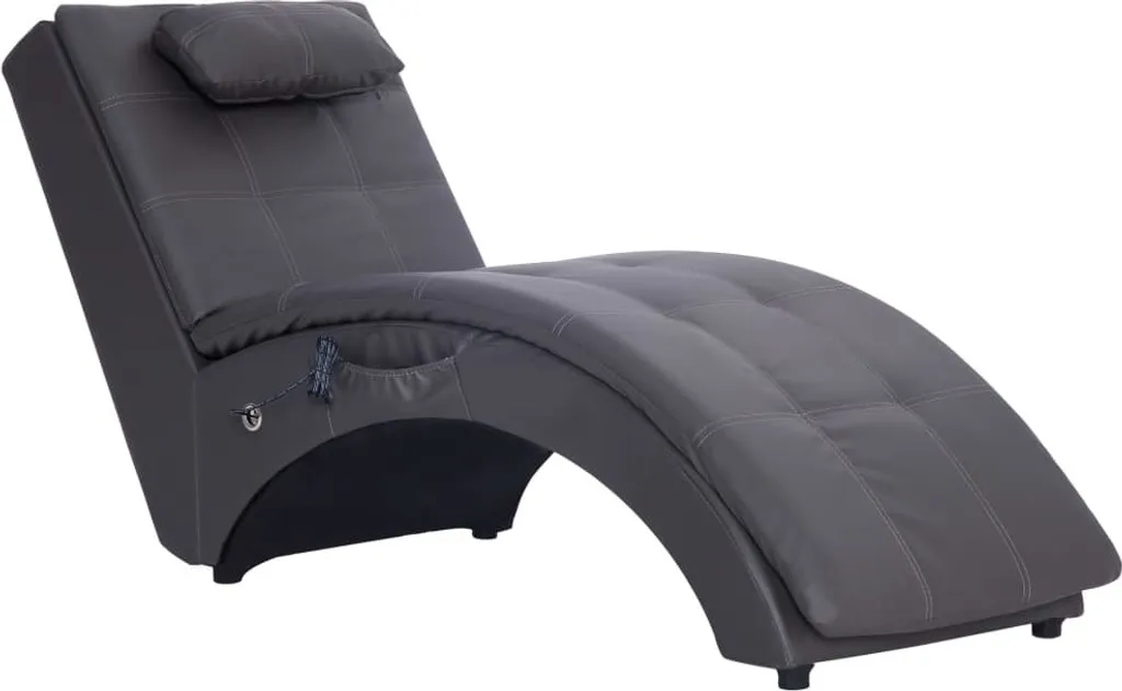 Chaise longue de massage gris similicuir pour relaxation salon et bureau