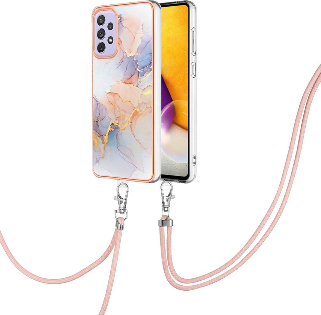 Handykette Hülle für Samsung Galaxy A33 5G Muster TPU Schutzhülle mit verstellbarem Tragegurt Grau