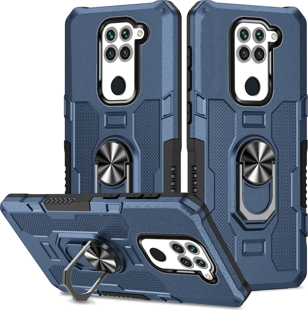 Custodia Redmi Note 9 Blu - Cover Antiurto con Anello Magnetico