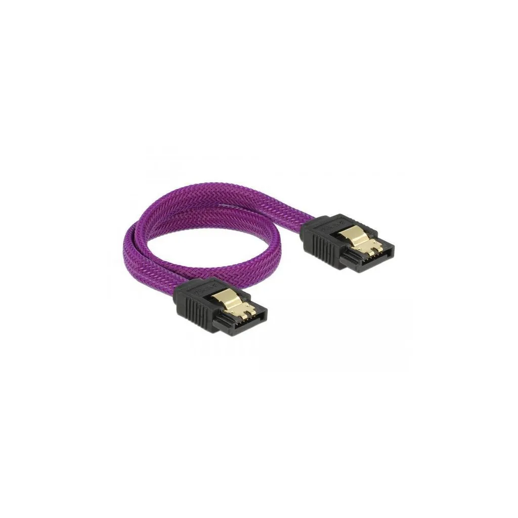 Delock 82824 Cavo SATA 6Gb/s 30cm Viola | Sicuro con Clip Metalliche