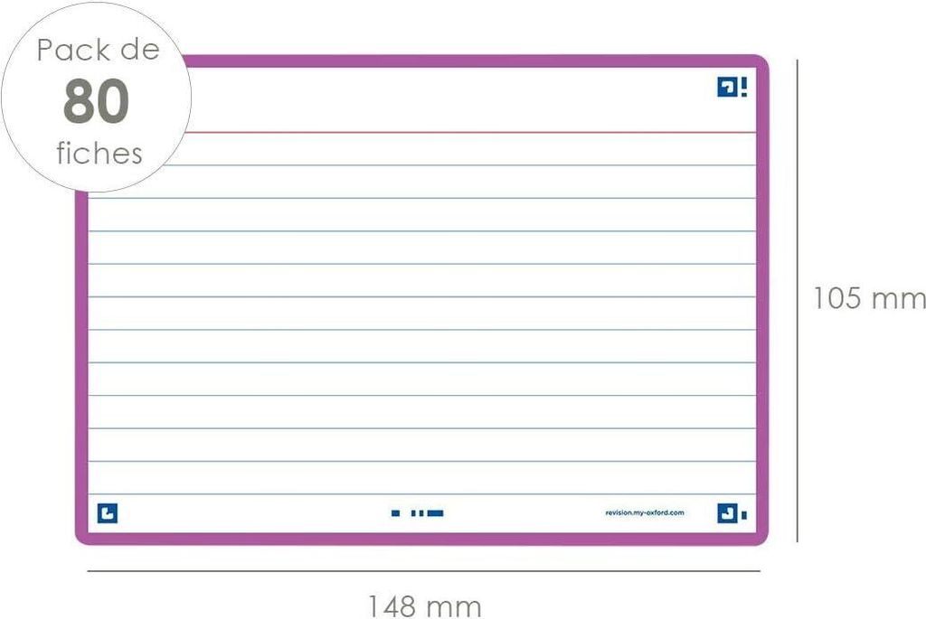 Oxford Karteikarten "Flash 2.0" 105 x 148 mm lila liniert 80 Stück