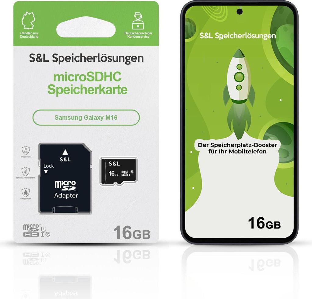 microSD Speicherkarte S&L für Samsung Galaxy M16 - Speicherkapazität: 16 GB
