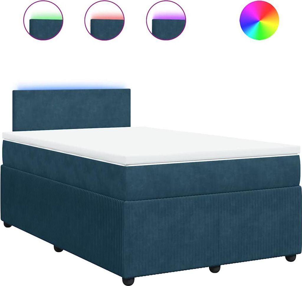 vidaXL Boxspringbett mit Matratze Blau 120x190 cm Samt