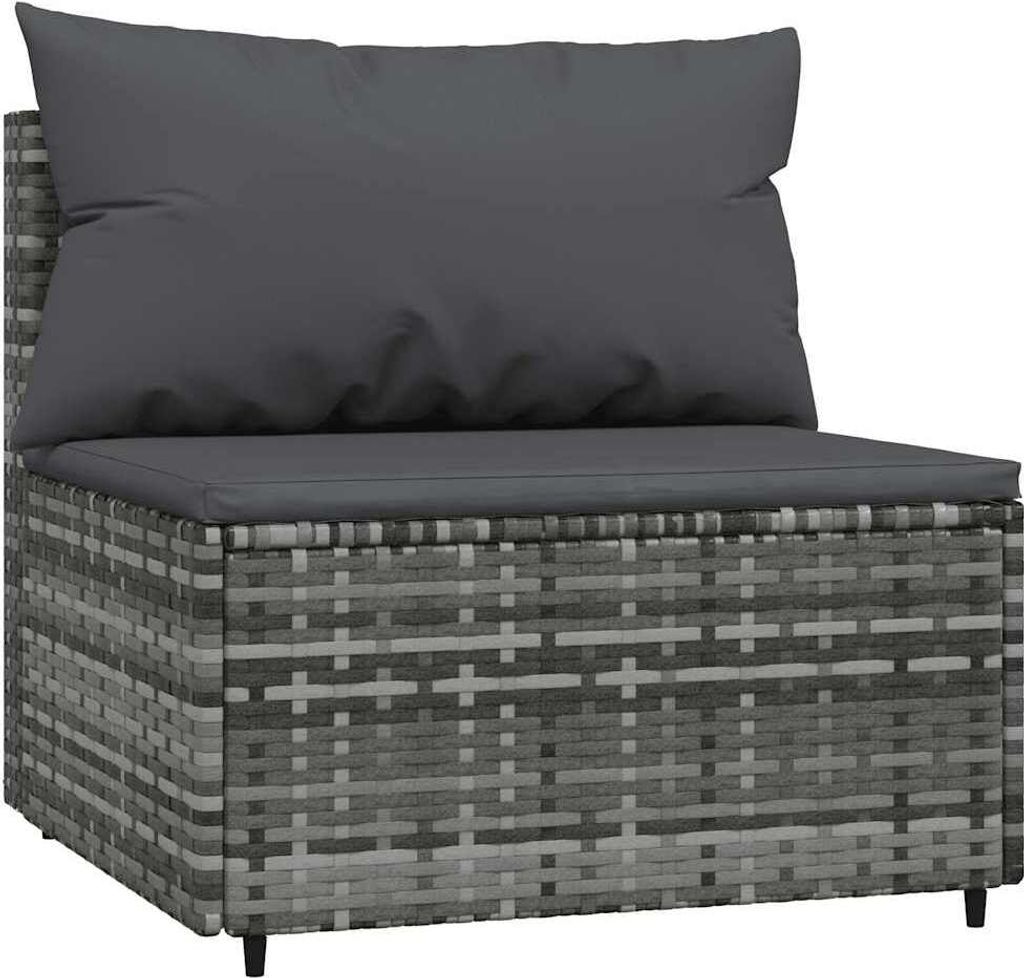 vidaXL Záhradné centrum Pohovka s vankúšom Grey Poly Rattan Obrázok produktu 