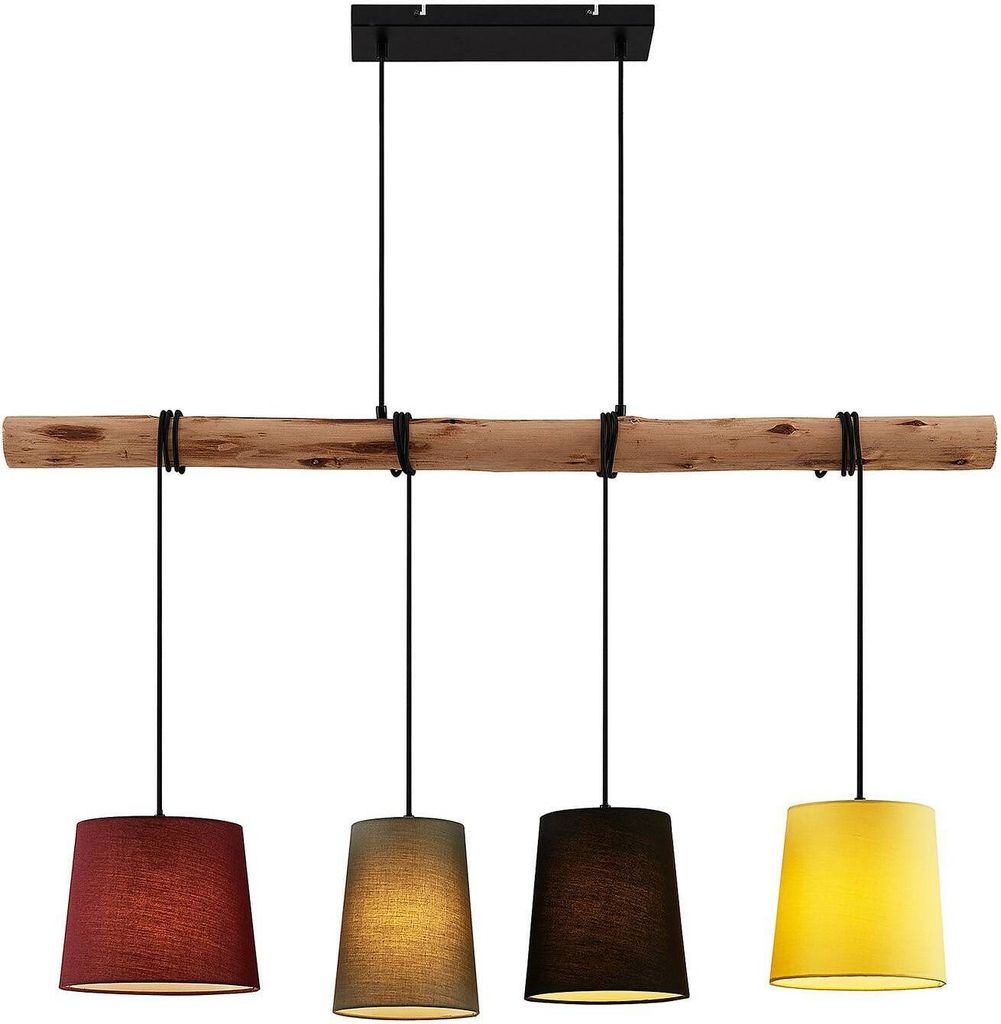 Lindby Hängeleuchte Moskau , bunt, Textil, Holz, E27, 116 Produktbild 