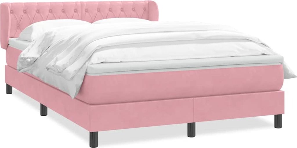 Boxspringbett mit Matratze Rosa 140x210 cm Samt