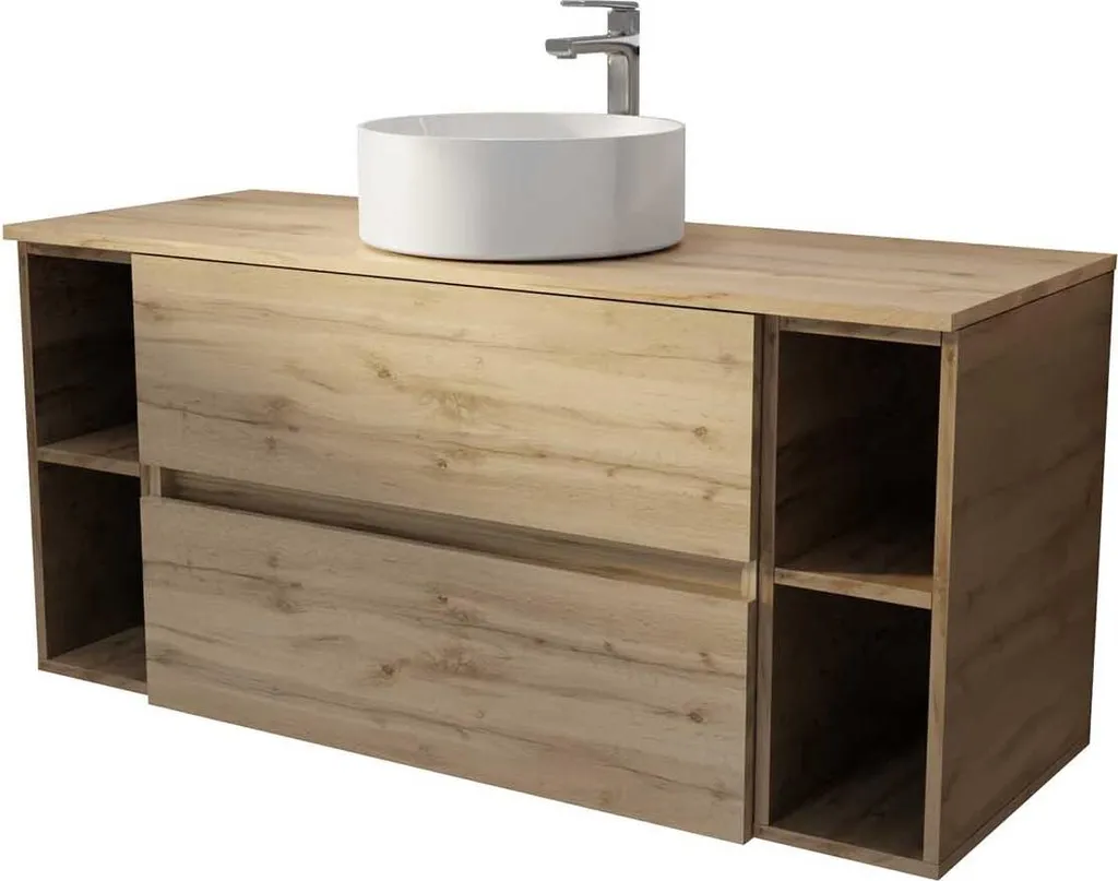 Meuble salle de bains TIMBER 120 cm décor Chêne avec 2 tiroirs XL