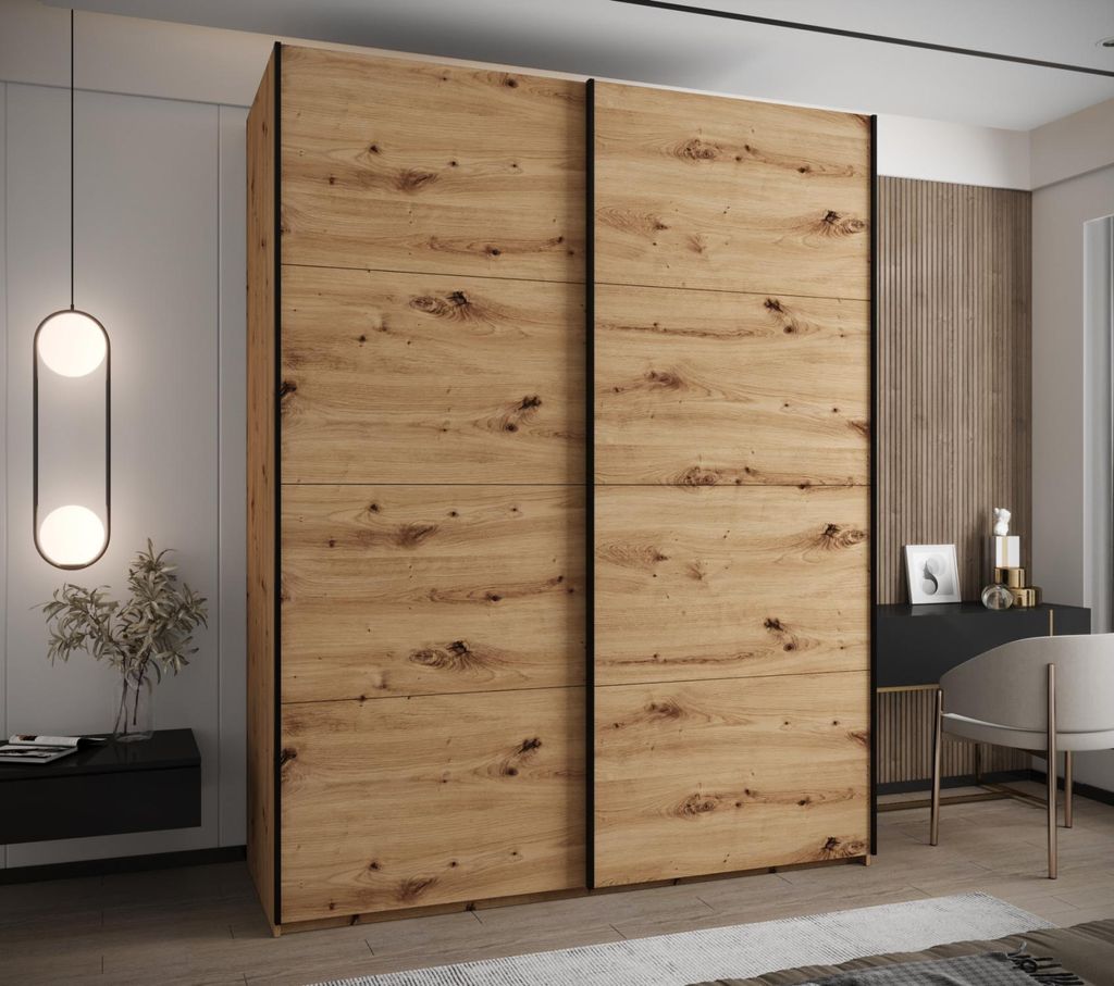 Dvoudveřová skříň SAMARA 1 - 190 cm, dub artisan / černá Obrázek produktu 