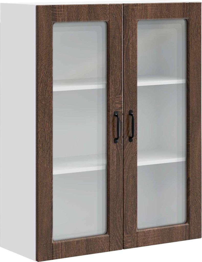 Wandglas-Schrank PORTO Braun Eichen-Optik 80 x 31 x 100 cm