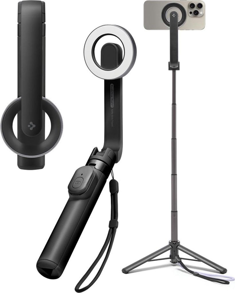 Spigen MagSafe Tripod Selfie Stick, Smartfon, Czarny, Zdjęcie produktu 