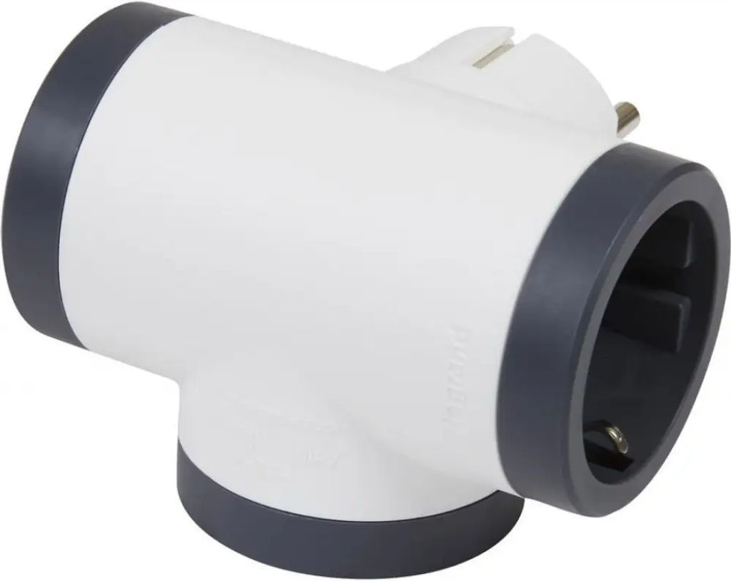 Verteiler Schuko Mehrfach Steckdos 3X Shuko T-Form weiß NEU Immagine del prodotto 
