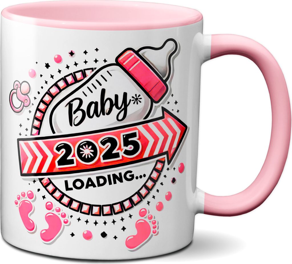 TassenKing Tasse mit Spruch Baby 2025 Loading (rot, Girl, Mädchen), Geschenke zu Weihnachten, Geschenkideen für Werdende, Geschenk, Weihnachtsges...