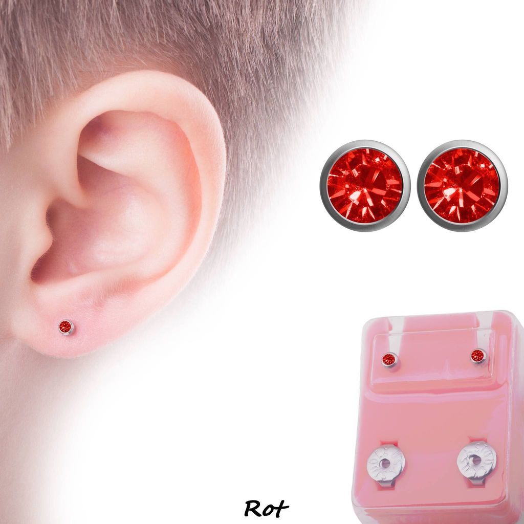 Medizinische Ohrstecker / Gesundheitsstecker / Erstohrstecker Zirkonia von Studex rot
