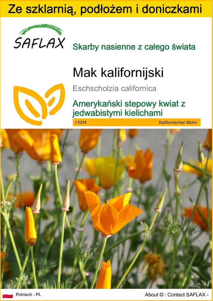 SAFLAX - Zestaw do uprawy - Mak kalifornijski - 1500 Zdjęcie produktu 