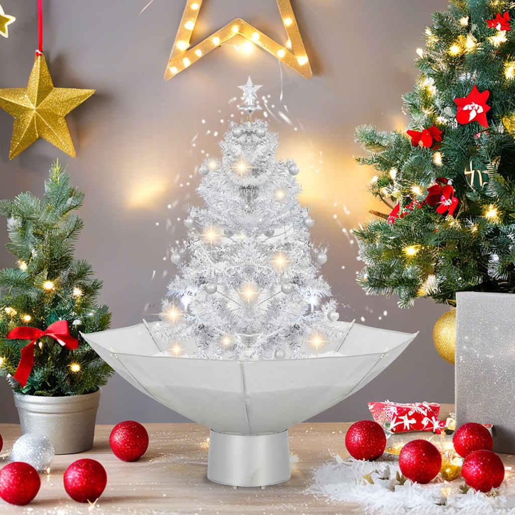 vidaXL Schneiender Weihnachtsbaum mit Schirmfuß Weiß 75 cm Produktbild 