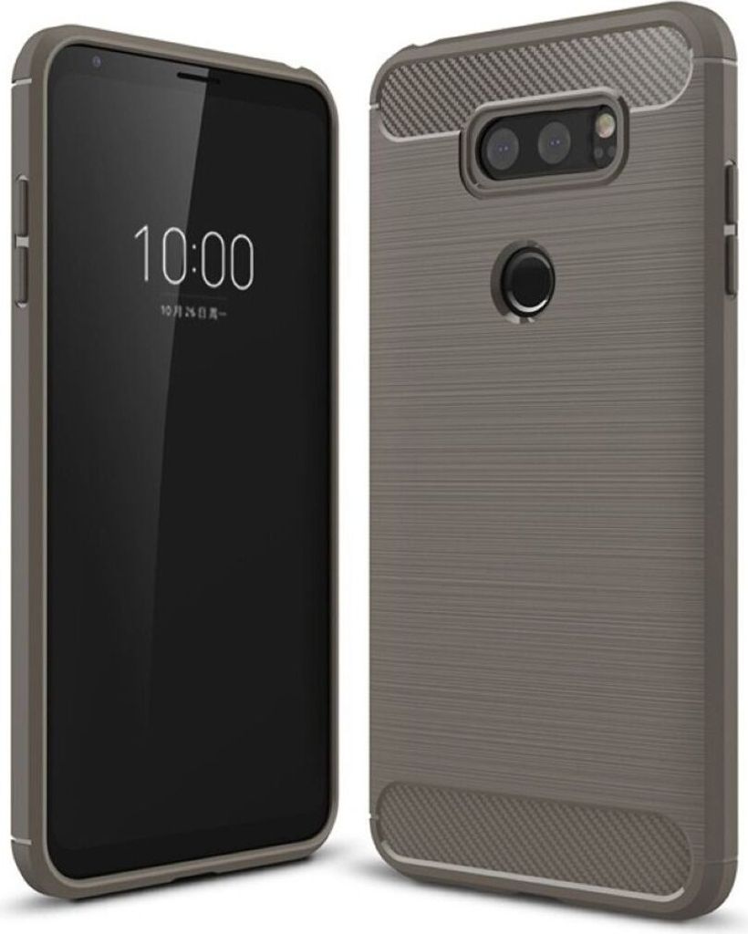 LG Q8 TPU Case Carbon Fiber Optik Brushed Schutz Hülle Grau Produktbild 