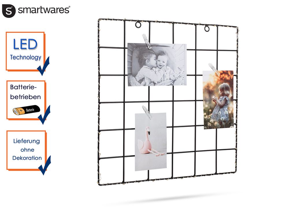 Smartwares IDE-60025 LED Bilder-Rahmen, Multi-Bilderrahmen, Metall, Grau