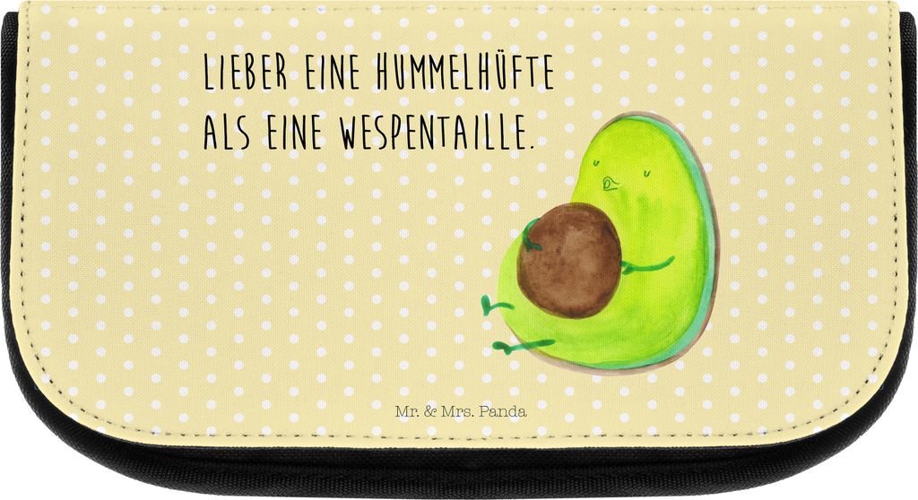 Mr. & Mrs. Panda Organizer Avocado Pfeifen - Gelb Pastell - Geschenk, Necessaire, Abnehmen, Make-Up Tasche, Ernährung, Kosmetiktasche, Kulturbeute...