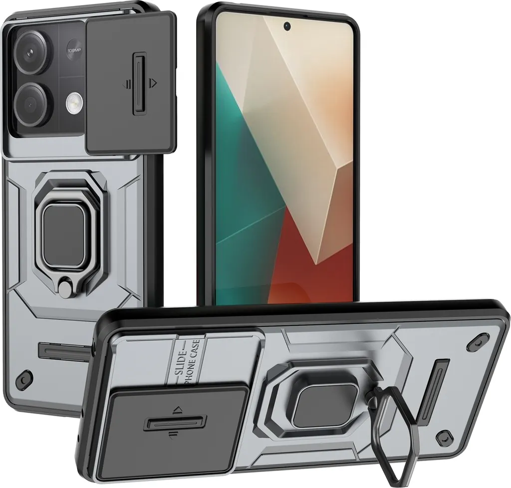 Custodia Grigia per Xiaomi Redmi Note 13 5G: Stile Rugged e Comfort