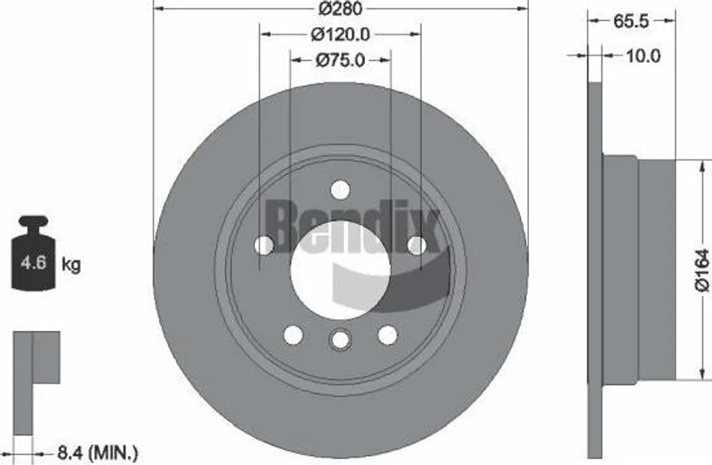 Disque de frein Bendix BDS1153 haute résistance compatible 34216764647
