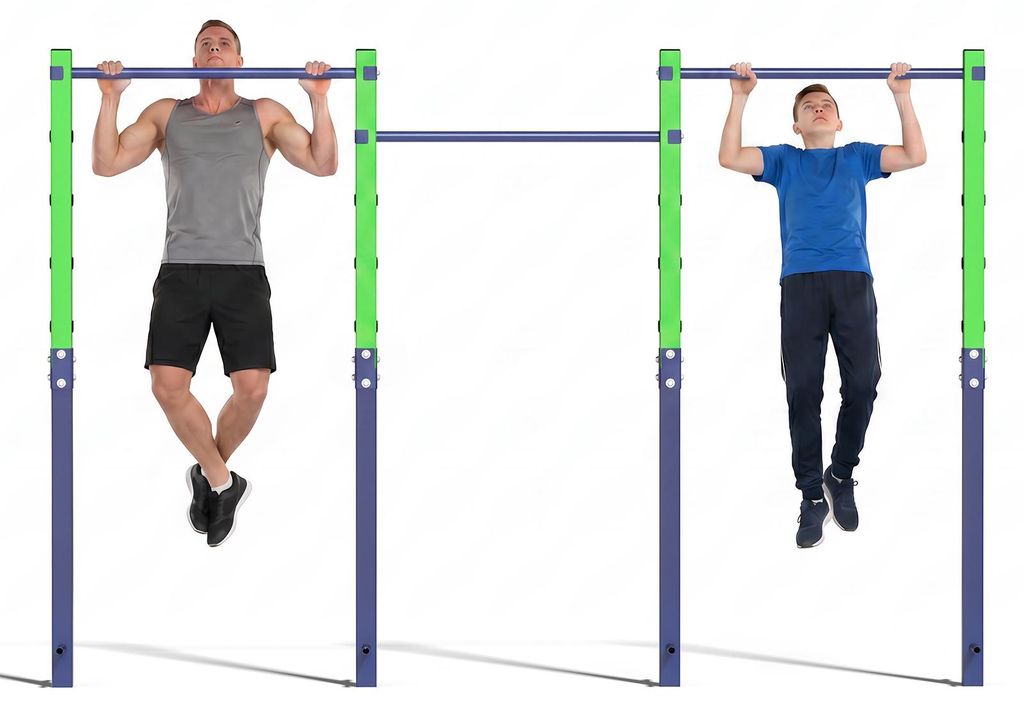 COSTWAY Turnreck Outdoor, dreifache Turnstange, Reckstange 80-172cm höhenverstellbar, Dip Station Stahl bis 330kg, Pull Up Bar für Kinder, Erwach...