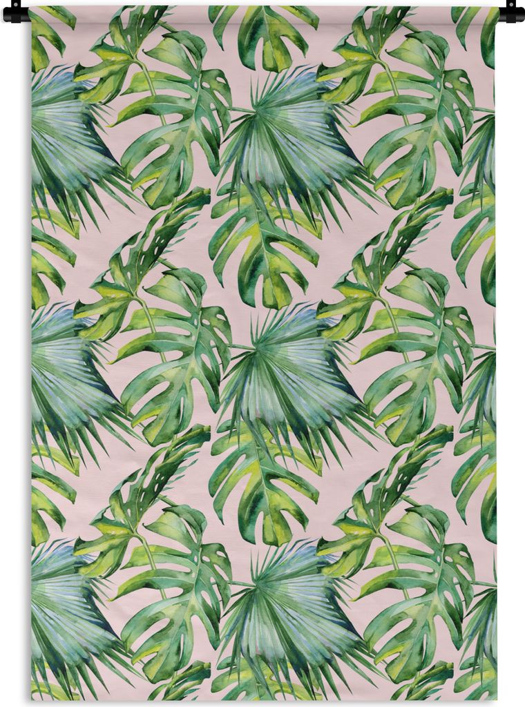MuchoWow Wandteppich Wandbehang Blumen - Tropisch - Blätter 120x180 cm Tapisserie Dekoration Wandtuch - Schlafzimmer - Dekorationen für das Haus
