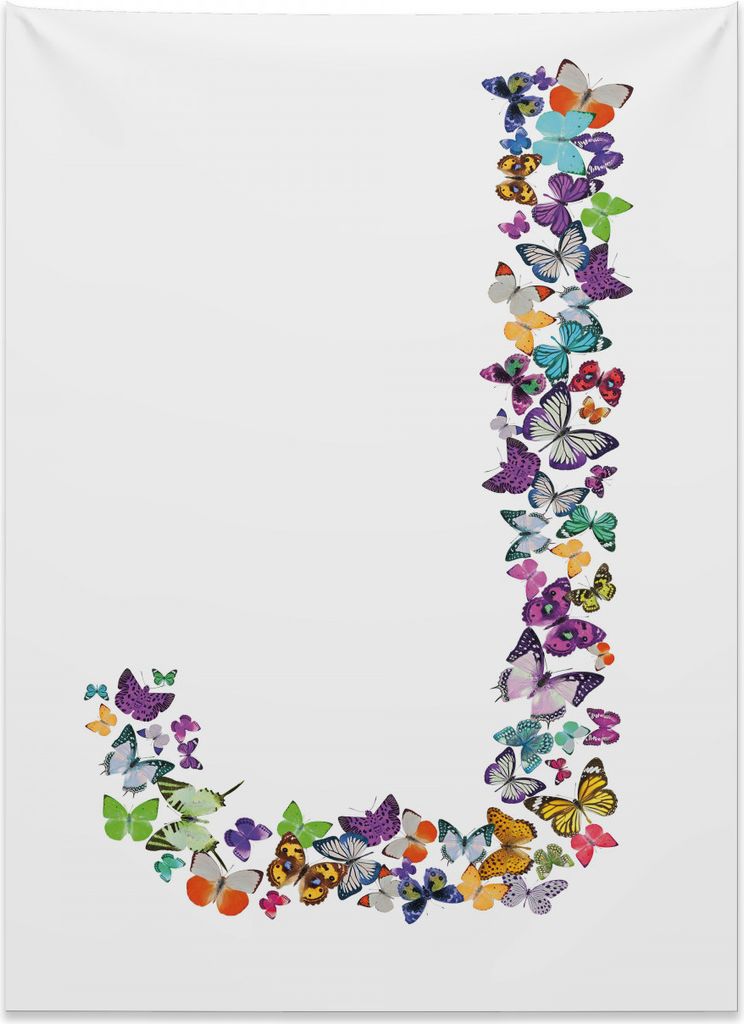 Abakuhaus Buchstabe J Wandteppich, Alphabet Tropic Natur aus Weiches Mikrofaser Stoff Kein Verblassen Klare Farben Waschbar, 110 x 150 cm, Mehrfarbig