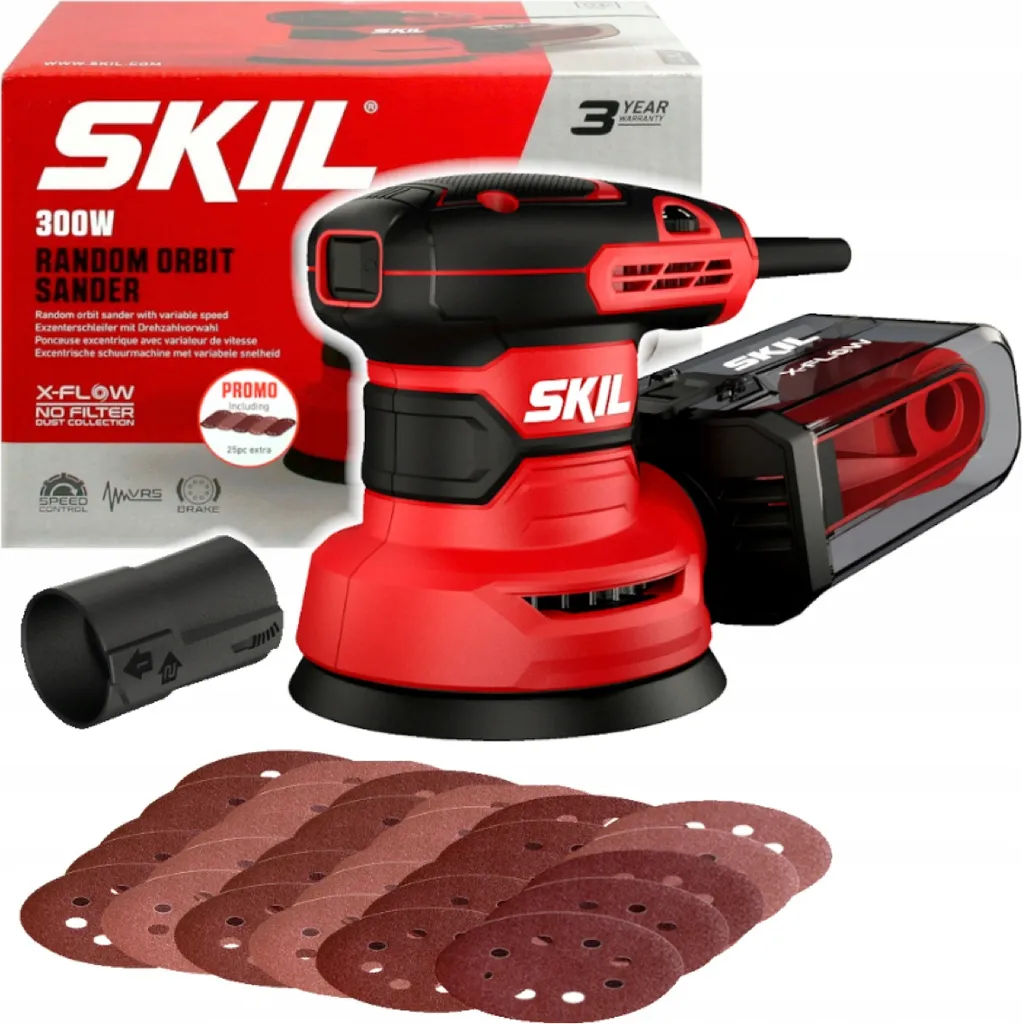 SKIL Ponceuse excentrique 300W 125mm ergonomique avec bac à poussière