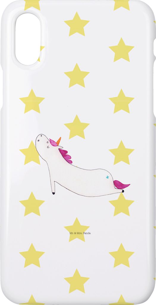 Mr. & Mrs. Panda Iphone 10 Handyhülle Einhorn Yoga - Weiß - Geschenk, Handy, X, Entspannung, Yogamatte, Lustig, Unicorn, Cover, Hülle, Einhörner