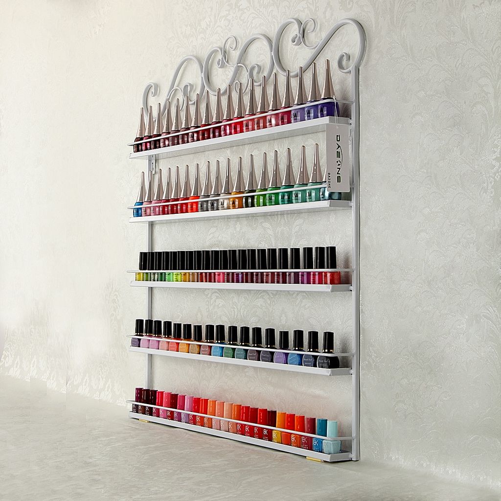 5-stckiger Metall-Herz-Nagellack-Organizer (Wei)