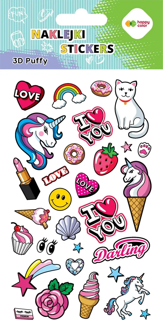 Adesivi Puffy per Bambini Funky Sweet Happy | Stickers 3D Colorati
