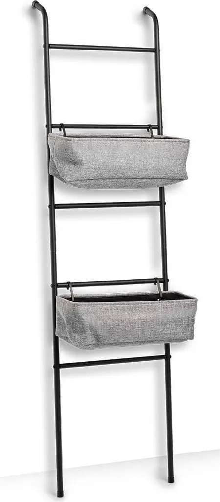 Meuble de Rangement Étroit Gain de Place : Étagère Échelle Noir et Gris