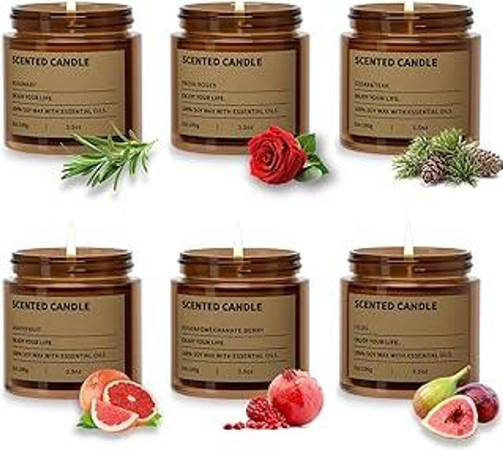 6 Pack Duftkerzen Geschenk für Frauen, Duft Kerzen Set, Natürliche Soja Wachs Aromatherapie Kerze,Geschenkset für Mama, Weihnachten, Geburtstag,...