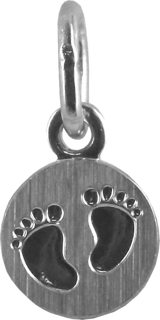 New Bling 9NB-0869 Zilveren Hangertje - Rondje - Voetjes - 6,3 mm Doorsnee - Rhodium - Zilver