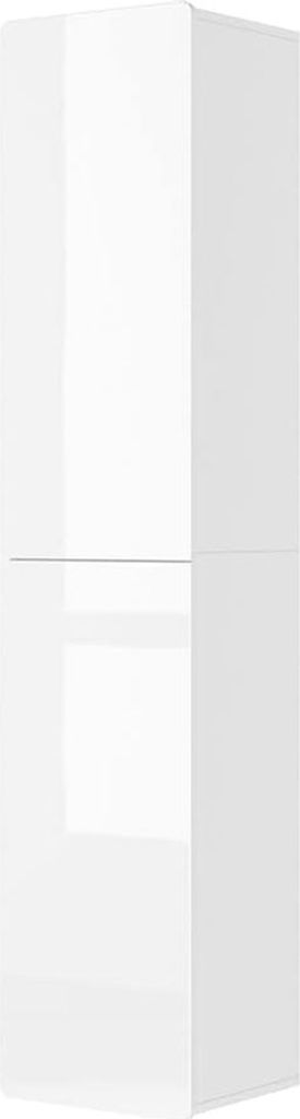A tall, white, high-gloss cabinet shown from a side angle.