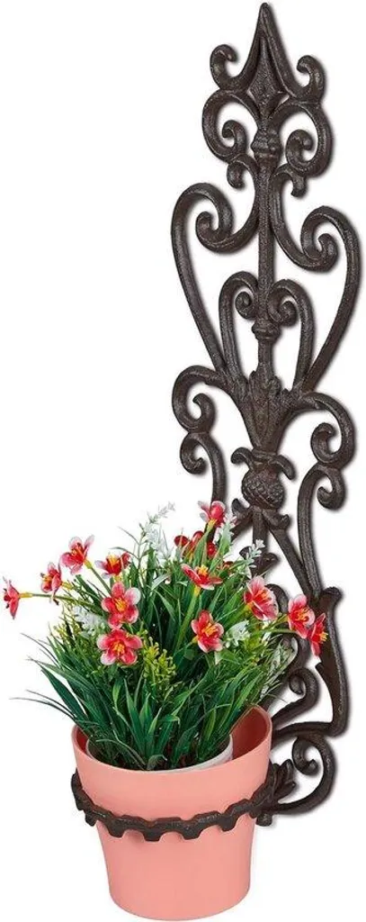 Support pot de fleurs mural en fonte Ø 14,5 cm style antique marron