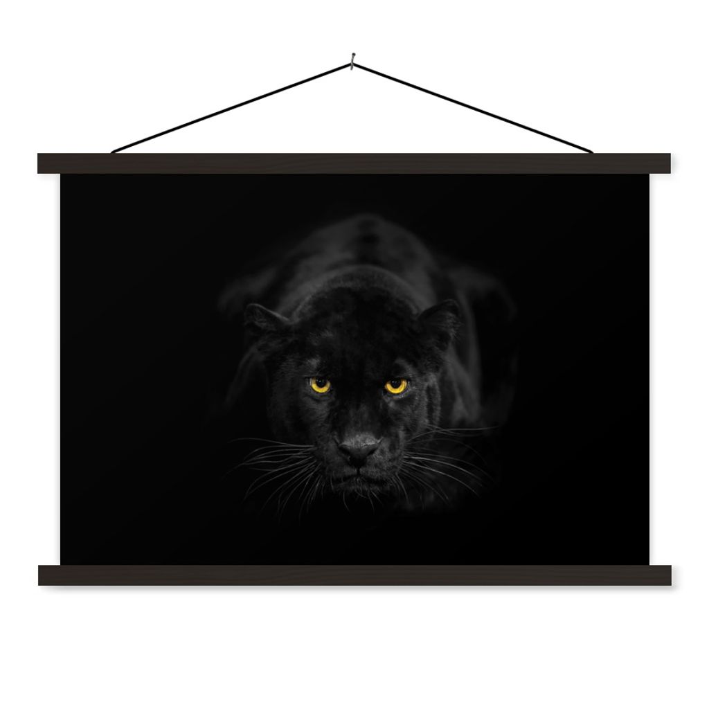 MuchoWow Textilposter Leopard - Augen - Schwarz 120x80 cm mit schwarzem Rahmen - Wanddeko