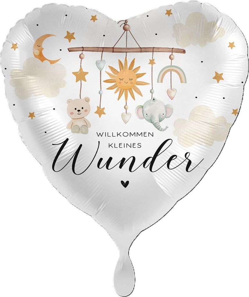 18"/Ø43cm Herz Folienballon "Willkommen kleines Wunder"