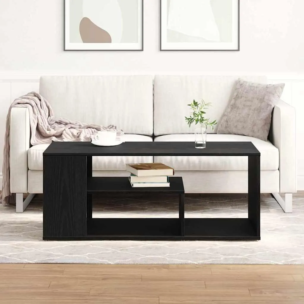 Table basse aspect chêne noir en bois composite résistant vidaXL - 4