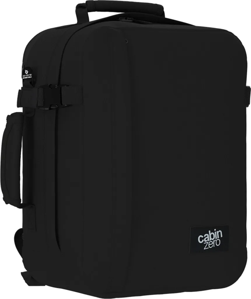 CabinZero Classic Tech 28L Absolu Noir - Sac à dos cabine avec compartiment PC