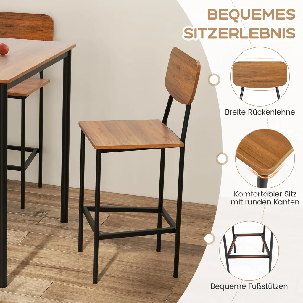 Set de table haute et tabourets encastrables pour manger dans petit espace - 6
