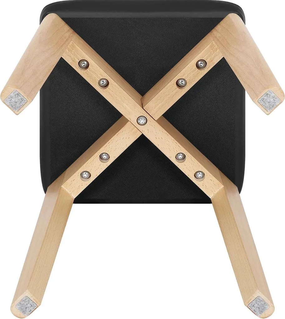 Sedie Cucina Impilabili Design Moderno Nero Legno e Pelle Sintetica - 4