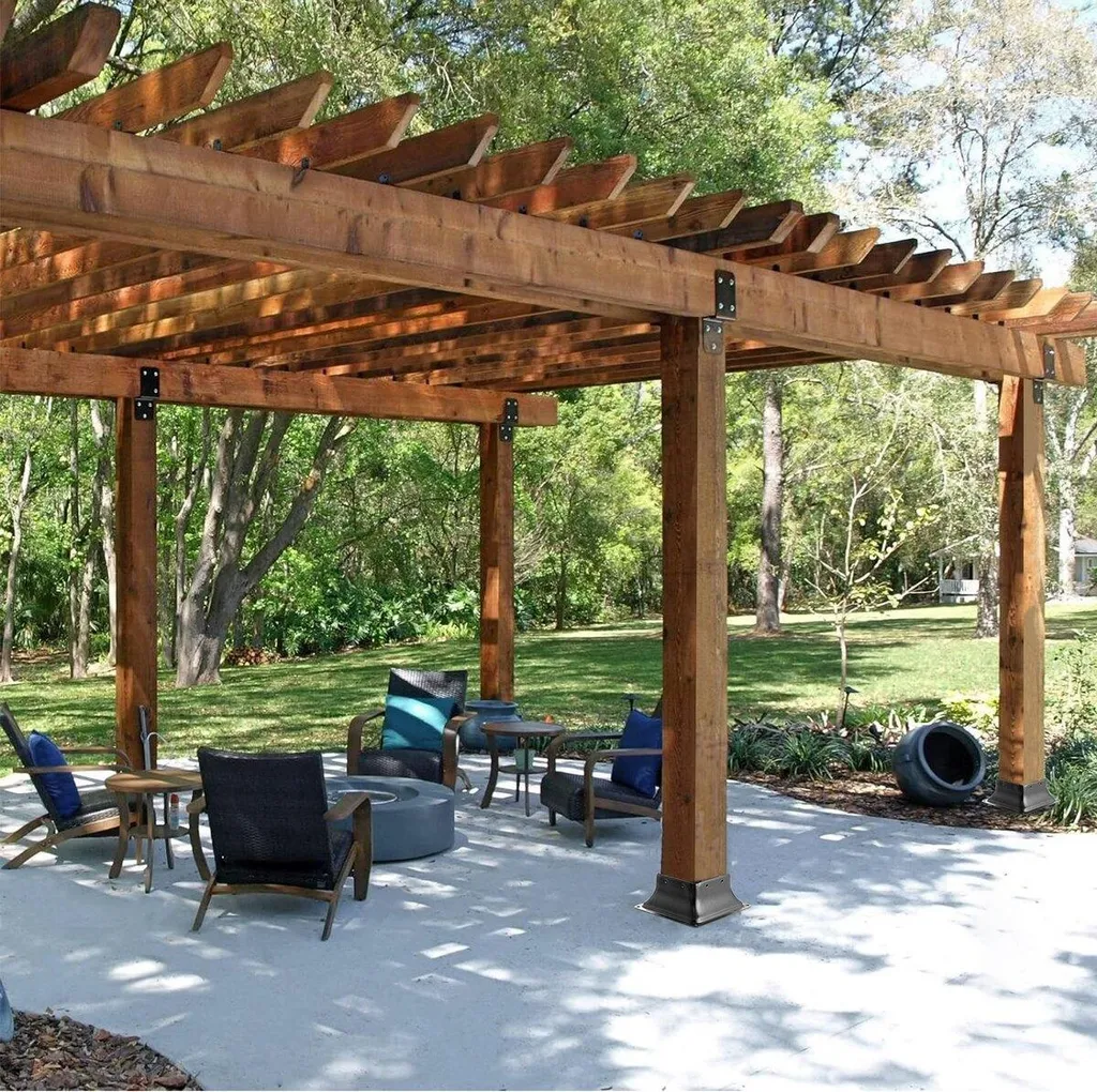 Base per palo 101,6 x 101,6 mm, 10 pezzi, staffa interna per palo in acciaio verniciato a polvere per impieghi gravosi 91 x 91 mm, adatta per ancoraggio standard per pali in legno, base per palo per terrazza, supporto per ringhiera e corrimano per veranda. - 8