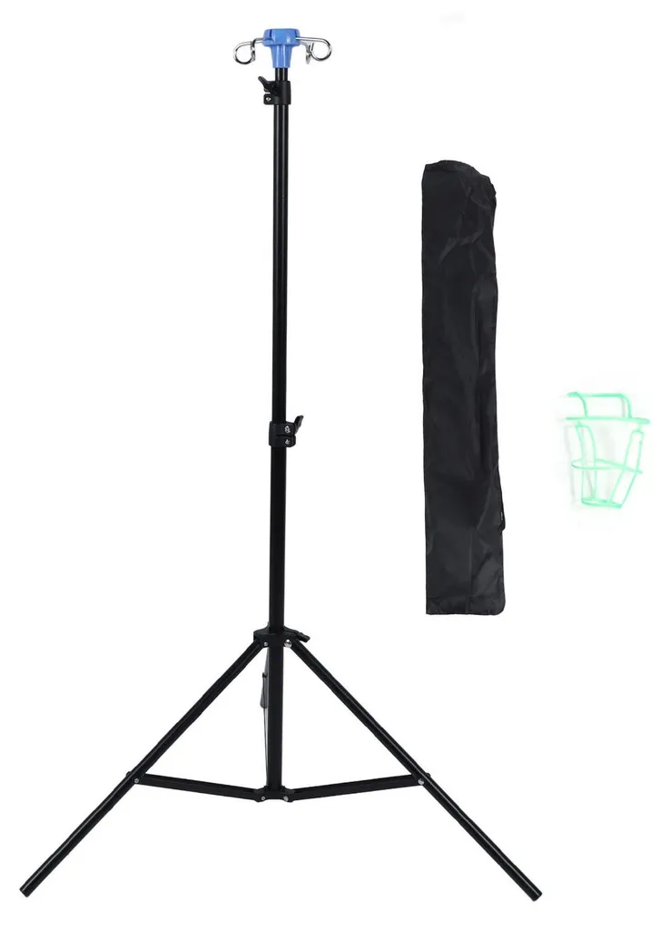 Support de perfusion pliable 4 crochets réglable 75-210 cm pour fauteuil