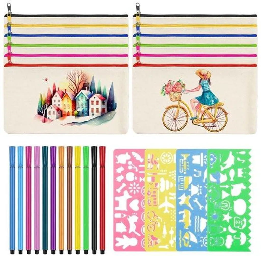 Crayons de couleur coffret 12 pièces avec trousse DIY tissus colorés