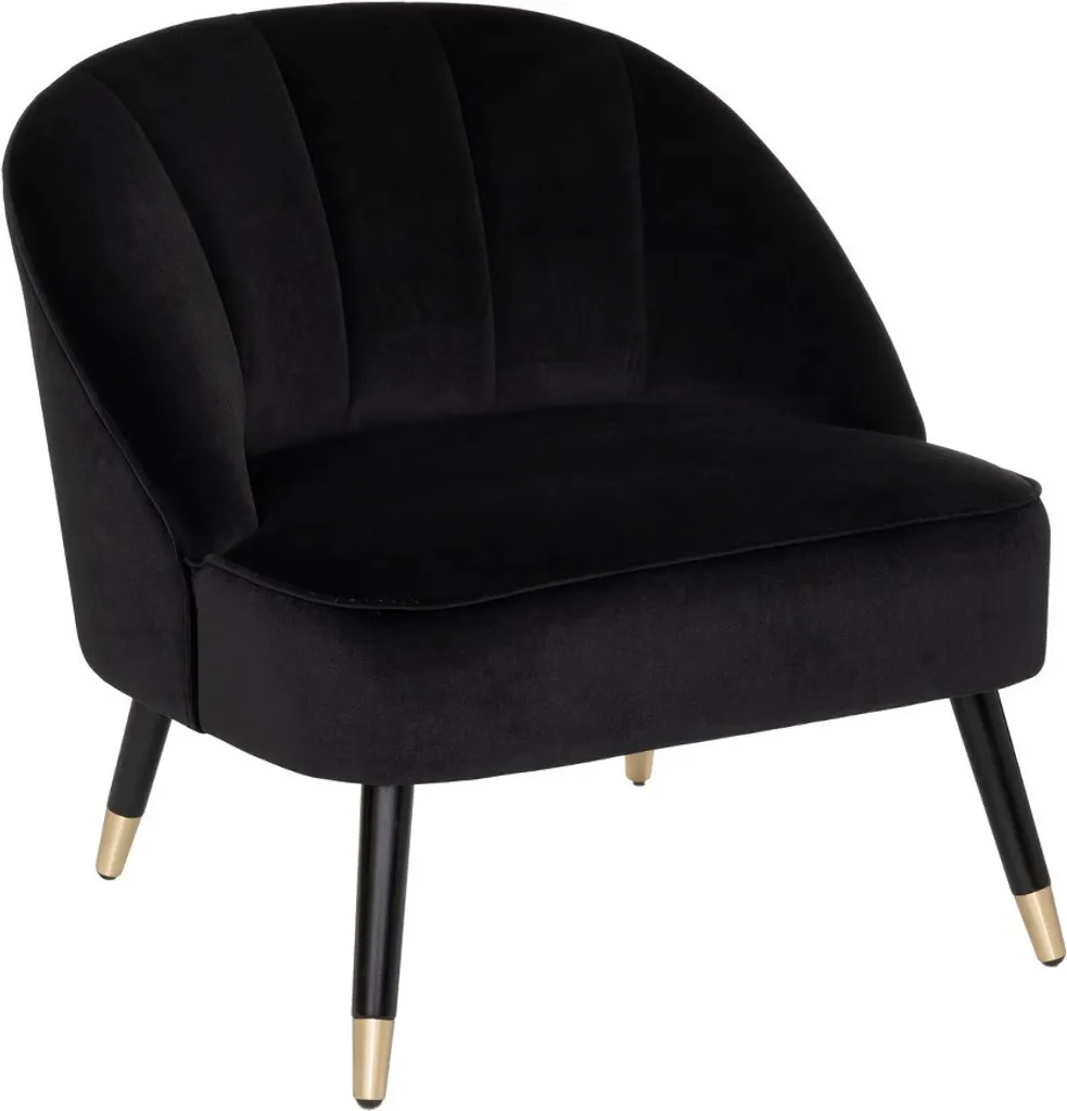 Petit Fauteuil Velours Noir Fara - Gain de Place et Confort sans Compromis