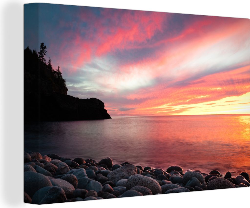 OneMillionCanvasses - Leinwandbilder - 140x90 cm, Sonnenuntergang in Nova Scotia, Wandbilder Kunstdruck Wanddekoration