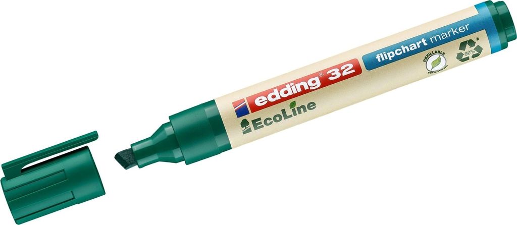 Flipchartmarker edding 32 EcoLine nachfüllbar 1-5mm grün Packung mit 10 Stück