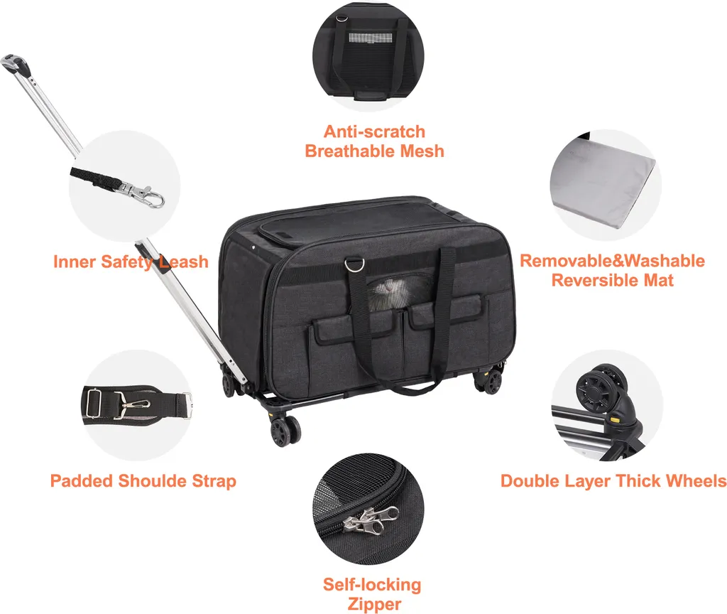 Trolley de Transport pour Chats et Chiens Idéal pour Voyage et Train - 7