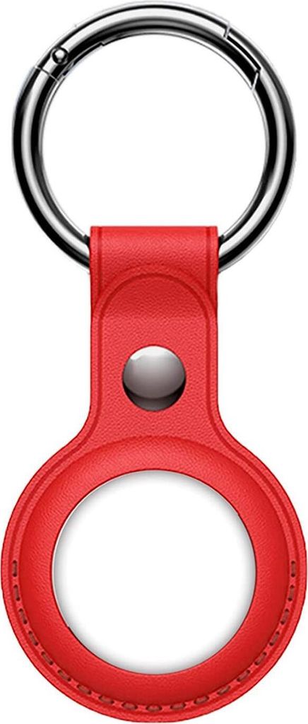 Conie Kunstleder Schlüsselanhänger Hülle für Apple Air Tag Tasche Case Cover Kunst-Leder Schutzhülle Schlaufe in Rot